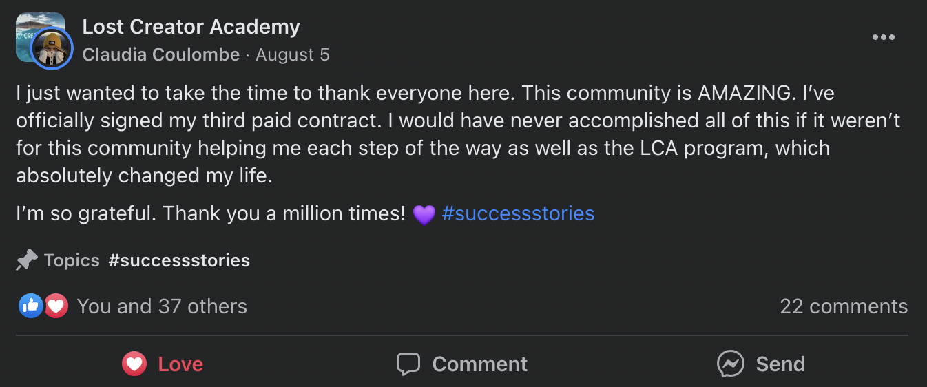LCA community testimonial